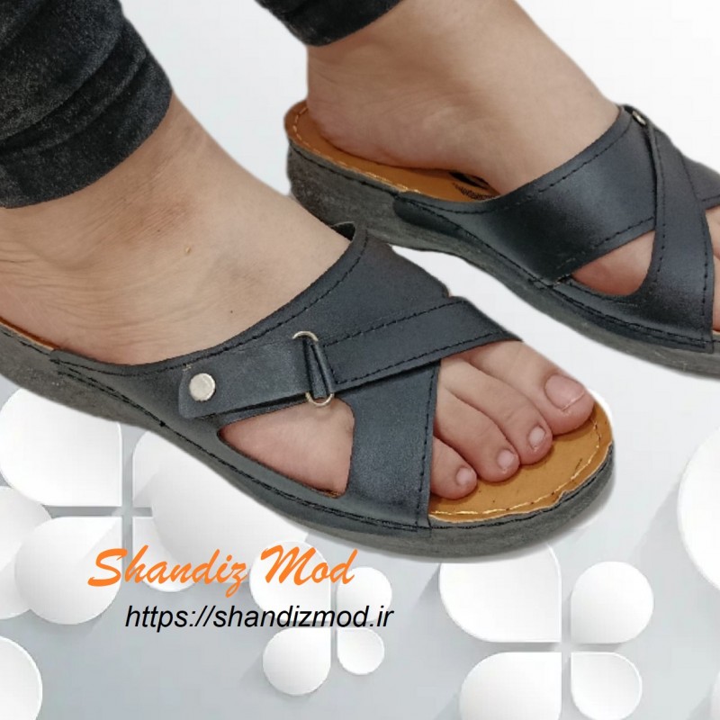 دمپایی بزرگ پا زنانه طرح چسبی کد 04