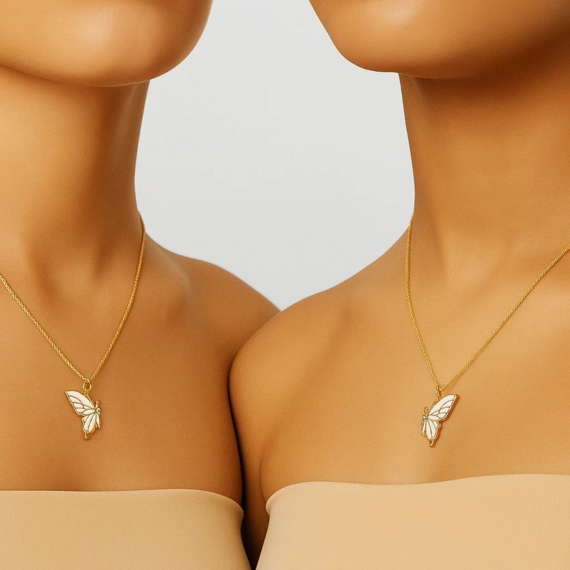 گردنبند طرح دو تکه پروانه عشق ابدی