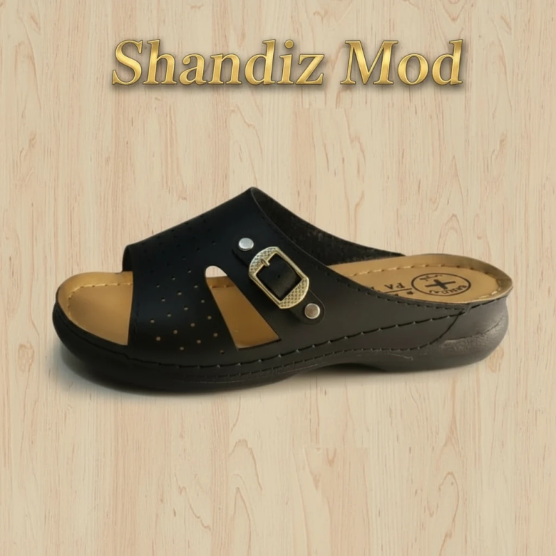 دمپایی زنانه طرح سگک دار سبک کد 08 رنگ مشکی