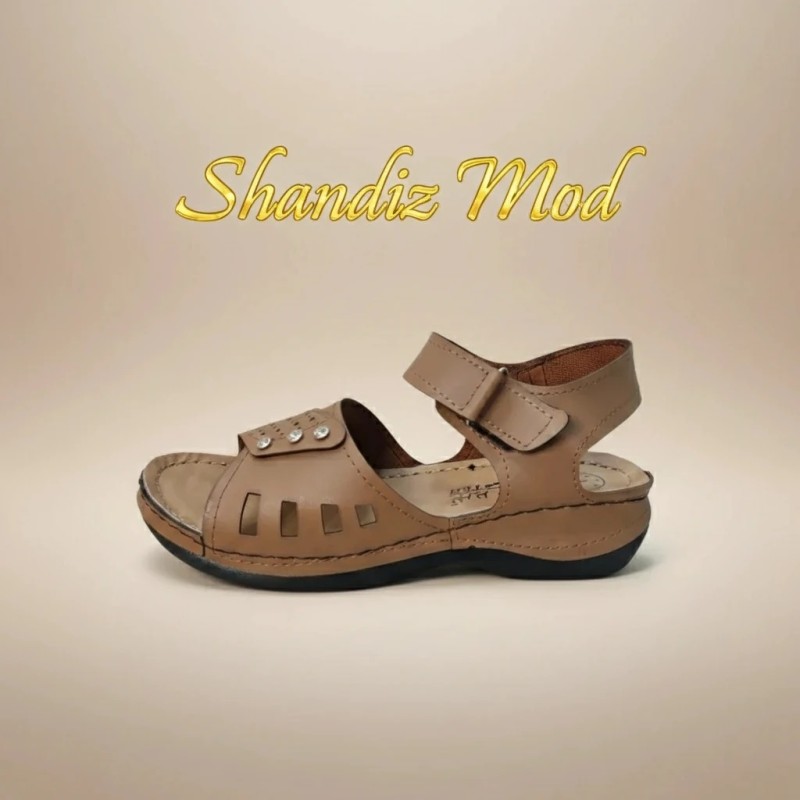 صندل زنانه مدل سه نگین الماس کد 12 رنگ قهوه ای