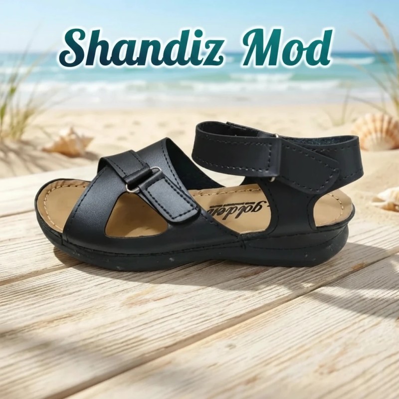 صندل زنانه مدل چسبی رنگ مشکی کد 09