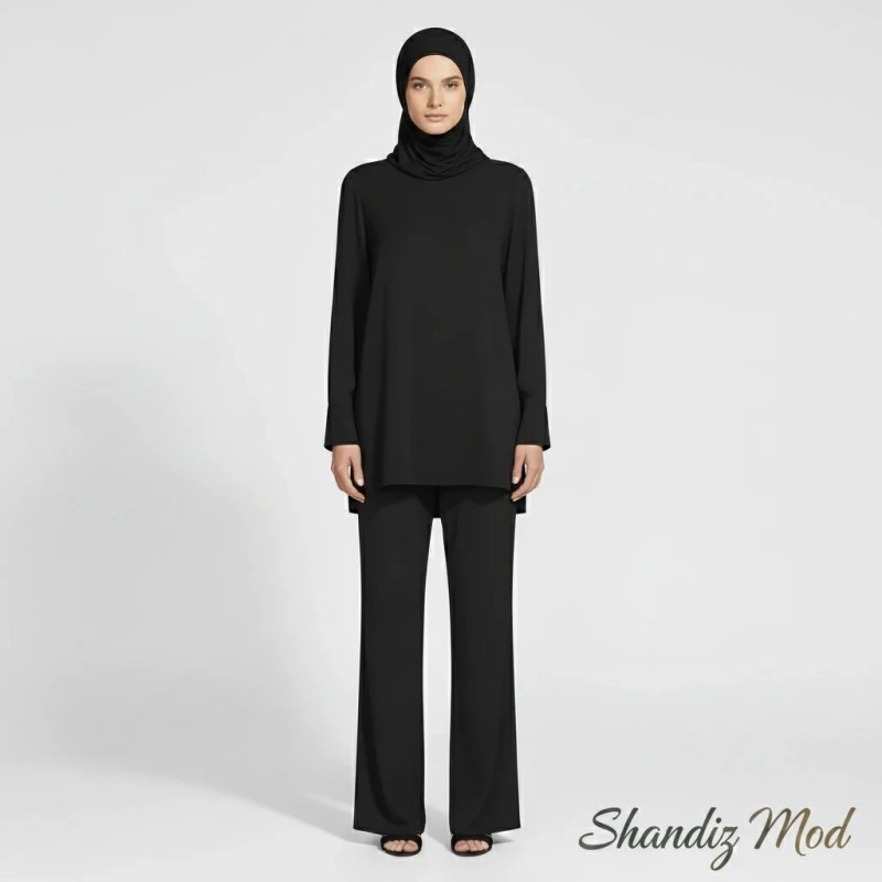 ست تونیک و شلوار زنانه مدل مینیمال شاندیز مد کد 5903606