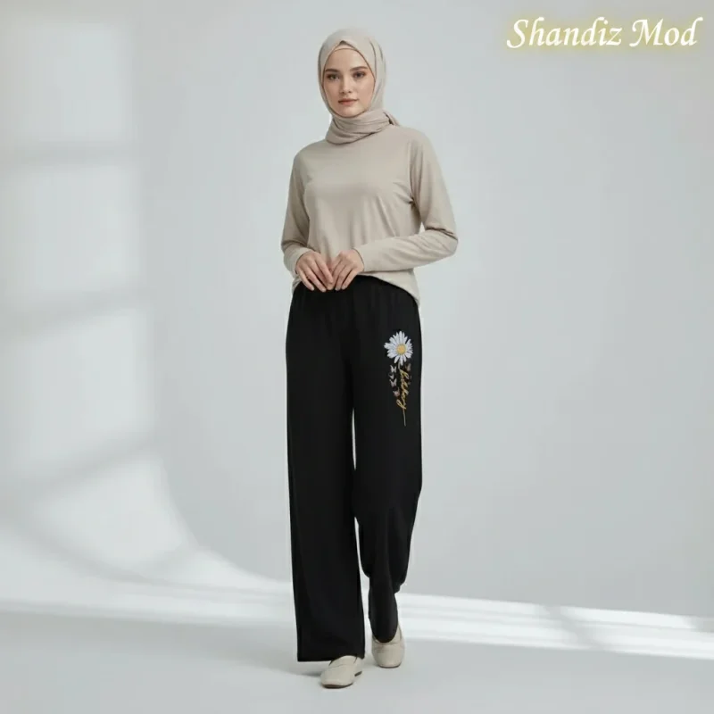 شلوار زنانه  مدل گل مروارید شاندیز مد  کد 6116668
