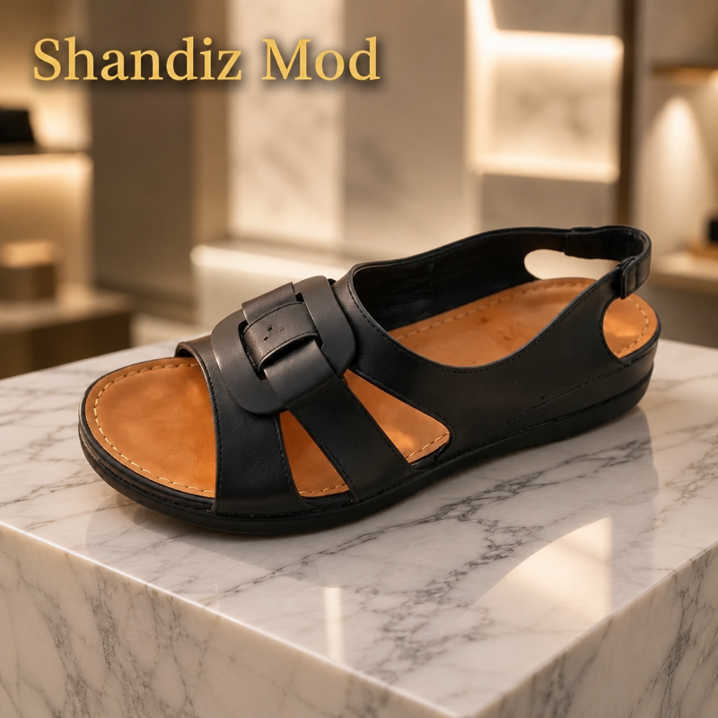 صندل زنانه پشت کشی مدل پاپیونی رنگ مشکی کد 7185502