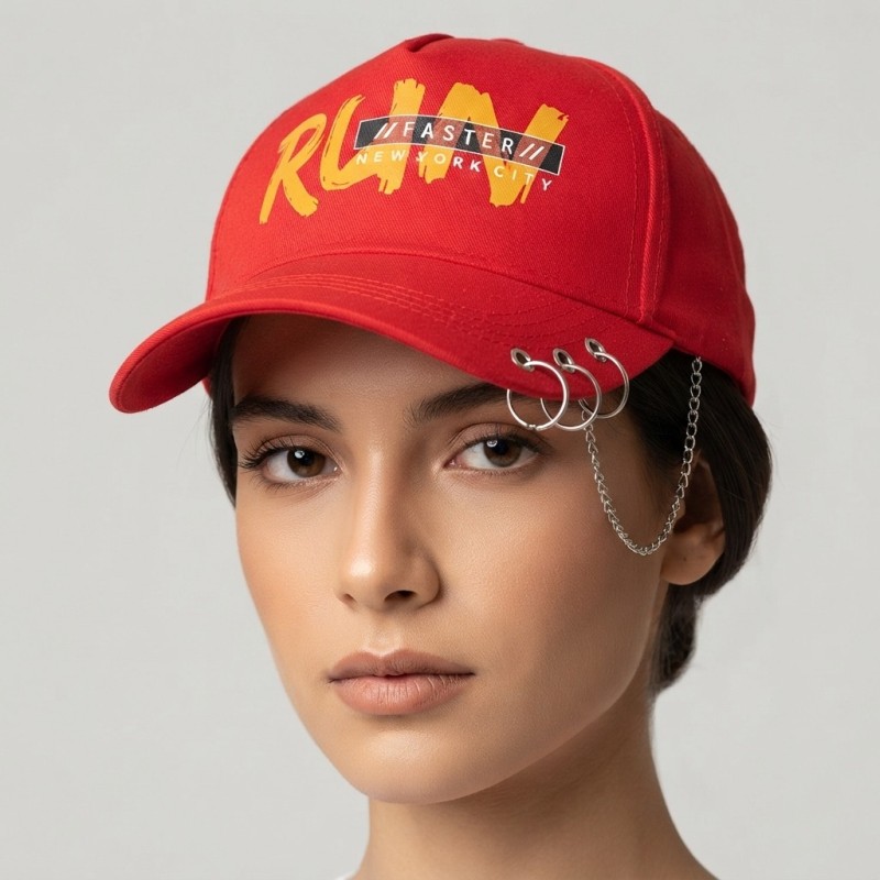 کلاه کپ زنانه زنجیردار طرح RUN کد 7445578