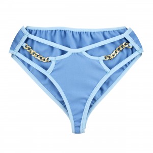 شورت زنانه طرح زنجیر طلایی کد 1001 رنگ آبی آسمانی