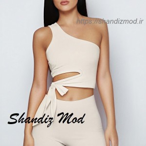 کراپ تاپ زنانه یقه رومی بغل پاپیونی رنگ سفید