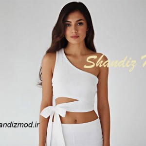کراپ تاپ زنانه یقه رومی بغل پاپیونی رنگ سفید