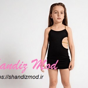 تونیک مجلسی دخترانه مدل بغل بند زنجیردار طلایی کد 6733817