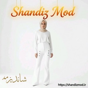 شلوار دم پا گشاد زنانه مدل کمرگن بوت کات رنگ سفید