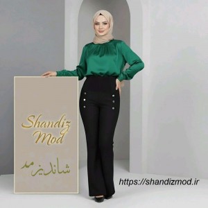 شلوار  دم پا گشاد زنانه طرح  کمر گنی بوت کات رنگ مشکی