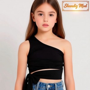 کراپ‌ تاپ دخترانه مدل یقه رومی بغل پاپیونی