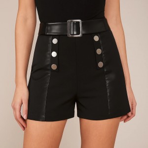 شلوارک زنانه مدل ترکیب چرم کد 814