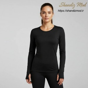 تی شرت آستین بلند ورزشی زنانه مدل  فینگردار ساده