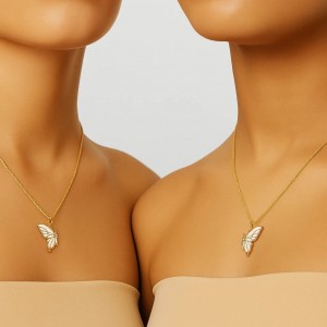 گردنبند طرح دو تکه پروانه عشق ابدی