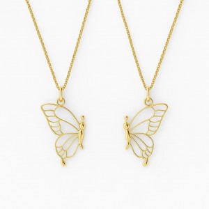 گردنبند طرح دو تکه پروانه عشق ابدی