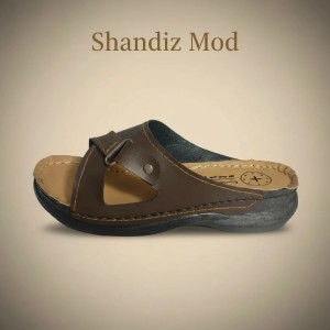 دمپایی زنانه طرح جسبی راحت و سبک کد 1-04 رنگ قهوه ای پررنگ