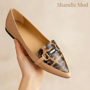 کفش مجلسی زنانه طرح پلنگی کد 7074439 رنگ کرم