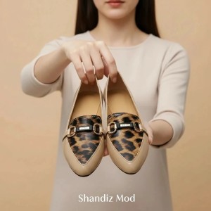 کفش مجلسی زنانه طرح پلنگی کد 7074439 رنگ کرم