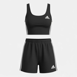 ست تاپ و شلوارک ورزشی زنانه طرح آدیداس سه نوار کد 7106609