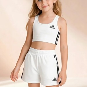 ست تاپ و شلوارک دخترانه طرح اسپرت آدیداس دو رنگ مشکی و سفید کد 7107297
