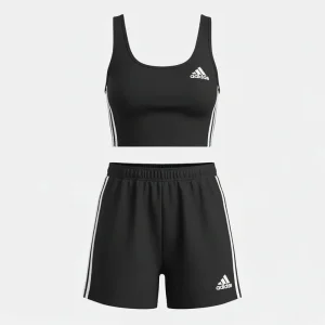 ست تاپ و شلوارک دخترانه طرح اسپرت آدیداس دو رنگ مشکی و سفید کد 7107297