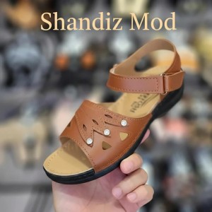 صندل زنانه مدل درخشش سه نگین الماس کد 7185428 رنگ قهوه ای