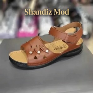 صندل زنانه مدل درخشش سه نگین الماس کد 7185428 رنگ قهوه ای