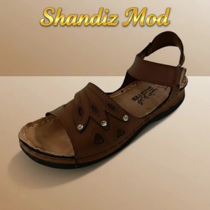 صندل زنانه مدل درخشش سه نگین الماس کد 7185428 رنگ قهوه ای