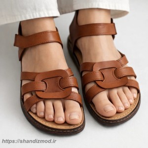 صندل زنانه مدل پاپیونی رنگ قهوه ای کد 7185475