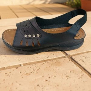 صندل زنانه چهار نگین الماس پشت کشی رنگ مشکی 7185665