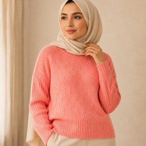 پلیور بافت زنانه شاندیز مد طرح کندو در رنگبندی متنوع کد 7689843