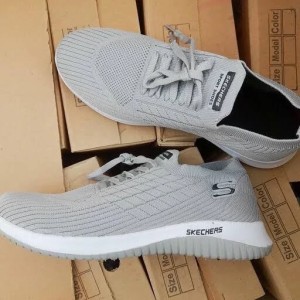 کفش کتونی اسپرت جورابی زنانه و مردانه طرح اسکیچرز کد D- 7769893 رنگ طوسی