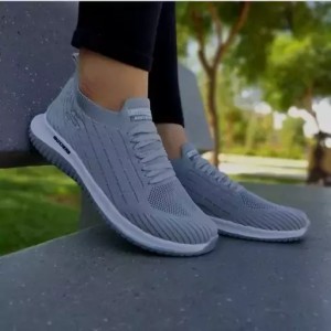 کفش کتونی اسپرت جورابی زنانه و مردانه طرح اسکیچرز کد D- 7769893 رنگ طوسی