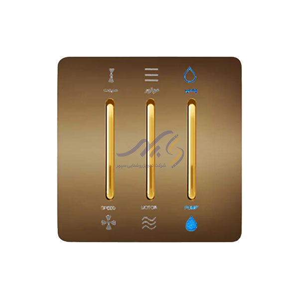 کلید کولر آسیا سه پل طرح کریستال بژ با زه طلایی