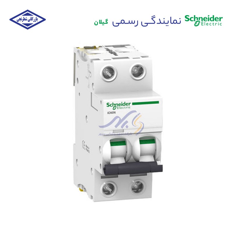 کلید مینیاتوری دو پل اشنایدر تیپ C از 1 تا 63 آمپر