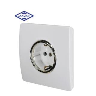 کلید و پریز طرح کریستال سفید با زه طلایی آسیا