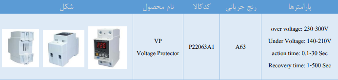 مشخصات محافظ ولتاژ تکفاز 63 آمپر JBH