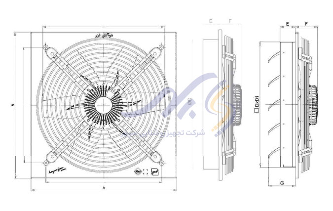خرید هواکش صنعتی دمپردار 40 تک فاز ECI-SP-400-4S