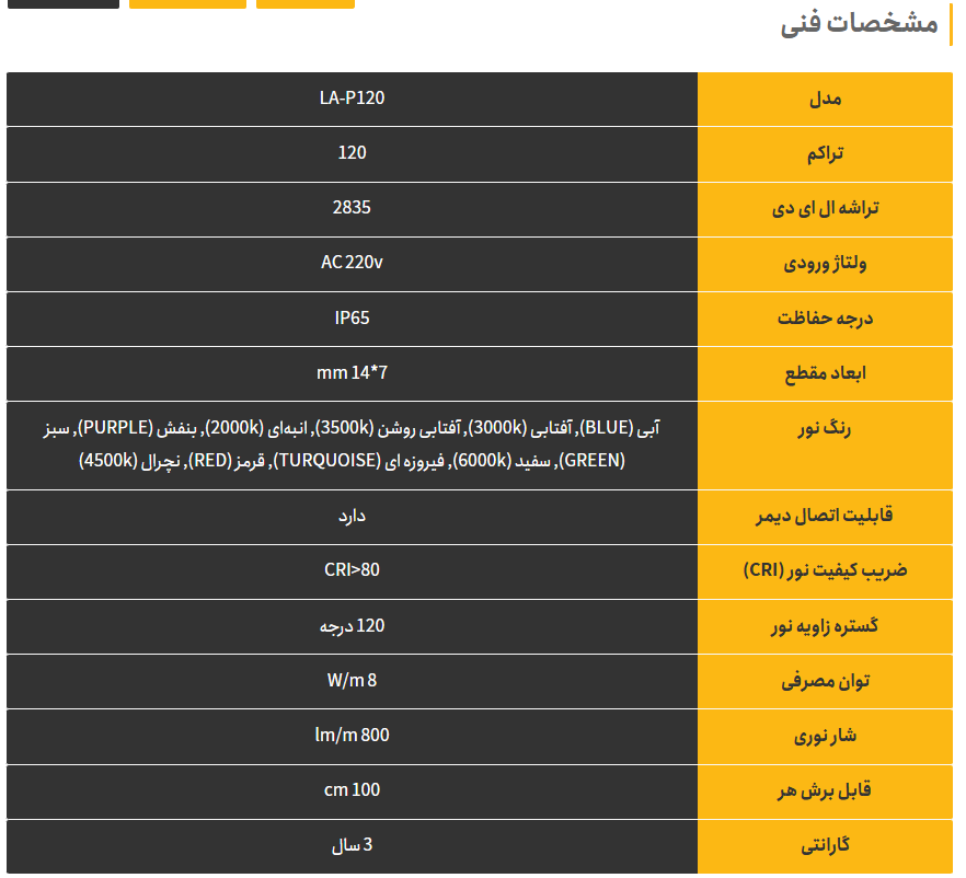 ریسه ال ای دی سفید 220 ولت تراکم 120 لوپ لایت