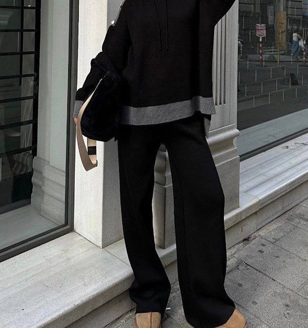 ست بافت مشکی طوسی