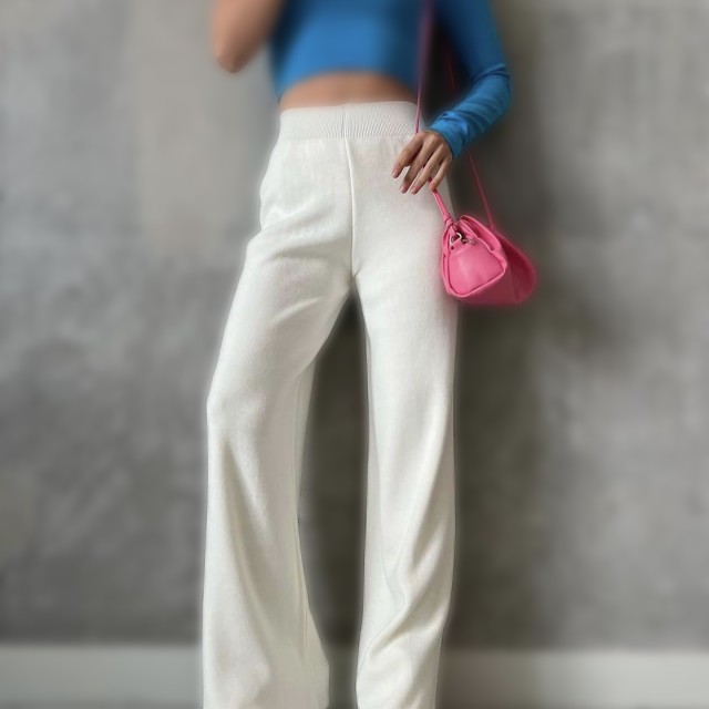 شلوار بافت کرم