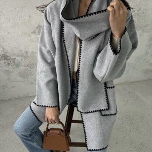 کت طوسی شالدار