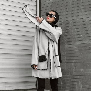 کت طوسی شالدار