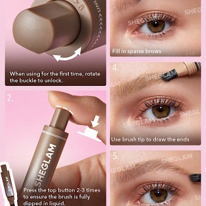 براش زاویه‌دار و ژل ابرو BROW-FECTION  رنگ Latte شیگلم SHEGLAM