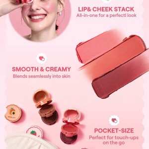 ست کرمی رژ گونه و لب Strawberry Whirl Cheek  رنگ  Pink  شیگلم SHEGLAM