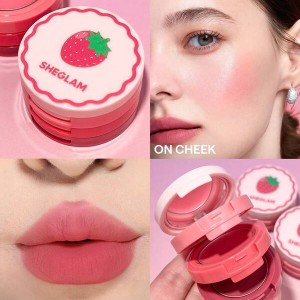 ست کرمی رژ گونه و لب Strawberry Whirl Cheek  رنگ  Pink  شیگلم SHEGLAM