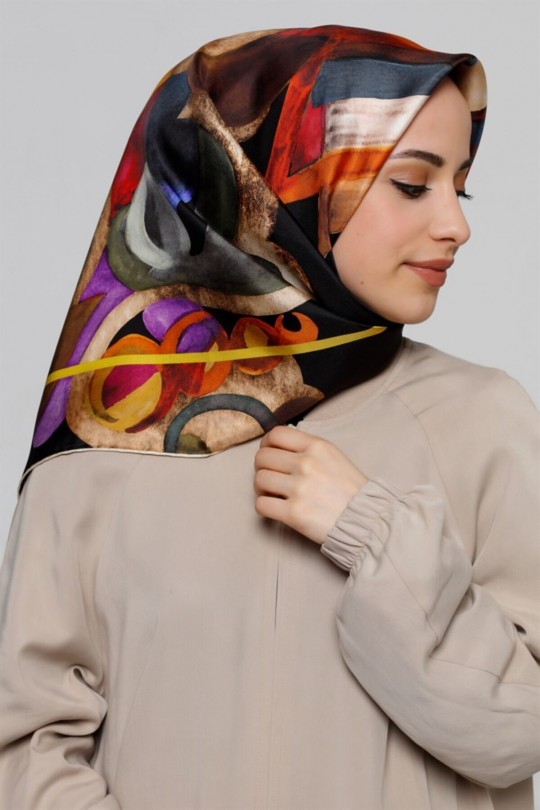 روسری ابریشمی رنگی رنگی 1