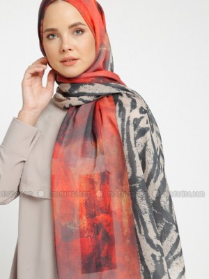 شال طرحدار نارنجی