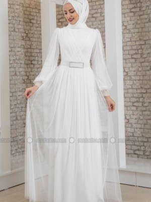 لباس عقد توری سفید 1